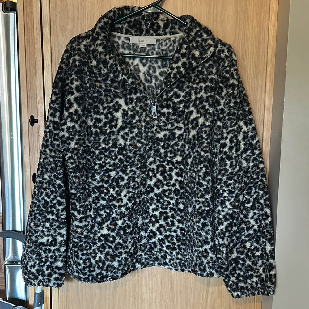 Loft Black and White Leopard Print Pullover